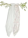 MuslinZ Large Bamboo/Organic Cotton Muslin Square Wrap for Swaddle (120 cm, White/Pink Leaf Print by