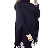 (マーシェル) Marshel マタニティ セーター アウター あったか ニット ポンチョ風 長袖 ゆったり タートルネック カジュアル おしゃれ 産前 産後 長く使える 妊婦服 ブラック