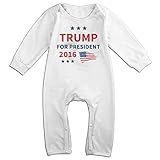 Kamifa カミファ ドナルド トランプ 大統領 2016 応援 長袖ベビー服 ジャンプスーツ 幼児 フィットオール White 6 M