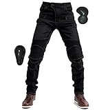[RENHE] バイクパンツ 夏 メンズ バイク用メッシュパンツ 夏用 ライディングパンツ 通気 ライダースパンツ プロテクター バイクズボン ストレッチ素材 耐磨耗 ブラック 2XLサイズ