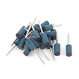 uxcell 軸付き砥石　研磨　ルーター　マウントポイント　ゴム砥石　10mm x 3mm　シリンダーヘッド　ブルー　ラバー研磨ポイント　22個入り　マウント