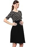 Sweet Mommy ハイウエスト シックカラー ドット しっとり艶素材 大人かわいい 上品 授乳 ワンピース ドレス 【キャメロン】 授乳服 / マタニティ LL ブラック