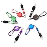 WINOMO格納式キーチェーンバッジリールベルトクリップペンand carabiner-randomインクカラー