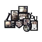 I Love You画像フレームパズルコラージュフレーム、写真8保持、簡単にハング、ブラックNice仕上げ！メモリ記念品。