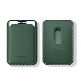 [REHOOF] MagSafe カードケース スマホ 強力 磁気内蔵 カード収納 スリム カードポケット マグセーフ 高級PUレザー カードホルダー 落下防止 背面ポケット カード入れ 背面収納 軽量 シンプル（グリーン）