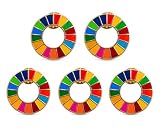 【国連本部公式最新仕様/インボイス制度対応】SDGs バッジ SDGs ピンバッチ バッチ 25mm 襟章 帽子 バッグにも最適 かわいい 国連本部公式最新仕様 金色 疑似七宝 ゴールデン (5個)