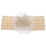 ノーブランド品 2個　レース　フラワー　キッズ　赤ちゃん　ヘッドバンド　ヘアバンド　ターバン　ギフト　2色選べる - ホワイト