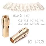 Mallofusa 10pcs ミニ ドリル 真鍮 チャック コレット ドリル ビット 0.5/0.8/1.0/1.2/1.5/mm セット ナット