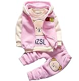 CXYP キッズ服 秋冬 女の子 男の子 上下3点セット チョッキ ベスト コットン 子供服 クマ カワイイ 暖かい カジュアル 幼児 長袖