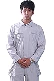 (熱中症対策)綿100％ 高所作業用 ユニセックス 長袖 空調服 服単体 エアコン服 グレー サイズ180
