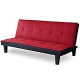 ソファベッド シングル【ディヴァン レッド】幅178cm ソファー 3人掛け 脚付き マイクロファイバー リクライニング