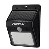 Mpow 8LED ソーラーライト ワイヤレス人感センサー 屋外照明/軒先/壁掛け/庭先/玄関周りなどのライト 夜間自動点灯