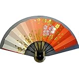 A1410 舞扇子 金箔桜舞 ホロ押し 朱横ぼかし