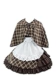 [YZZYQQ] メイド服 ロング ワンピース ハロウィン 探偵 コスプレ衣装 セットコスチューム メイドカフェ仮装 学園祭 制服 ドレス アニメコスプレ アイドル服 maid cosplay cute sexy ブラウン S