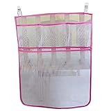 ベビーベッド 収納 吊り袋 サイドバッグ ポケット サイドポーチおもちゃメッシュベビー ホワイト 取り付け簡単 折りたたみ リビング収納 サイド収納ケース ４個ポケット　ピンク　ブルー　ホワイト Ga