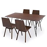 LOWYA（ロウヤ） ダイニングテーブル ダイニング5点セット 4人掛け 面取加工 無垢材 突板天板 リビング 食卓 幅160cm ウォルナット