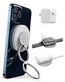 スマート良品 ワイヤレス充電器 マグセーフ 充電器 アップルウォッチ 充電器 iphone 充電器 QI急速充電 3IN1 最大18W type-cケーブル付き スマホリング スタンド バッテリーではない(ホワイト+20Wアダプター)