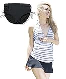 Sweet Mommy マタニティ 水着 3点セット マリンボーダー ホルターネック ショーツ スカート ブラック LL