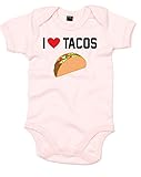 (アイ　ラブ　タコス) I Love Tacos, プリント　ベビースーツ - ベビー　ピンク/黒/カラートランスファー 3-6 ヶ月