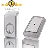 ワイヤレスドアベル、IP44防水チャイムキット（1000Ft以上）リモートプッシュボタントランスミッタ＆プラグインAC 110Vレシーバ（48メロディ）3音量、CD音質とLEDインジケータ