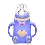 MolySunワイド口腔ガラスのミルクボトルは、ハンドルと保護シリコンカバーアンチドロップ抗コリックベビー幼児用品240ミリリットル