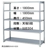 棚・ラック：ステンレス中軽量物品棚：棚一式：T-HA3-6535