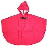 カラフルリンク レインコート キッズ用 こども ポンチョ 楽しく お出かけ 雨具 カッパ 携帯用収納袋付き (ピンク)