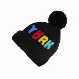 Zhhaijq ベビーハット Baby Kids Letter Warm Winter Hats Knitted Wool Hemming