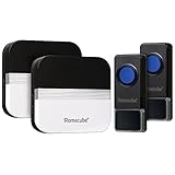 HomeCubeポータブルドアチャイムワイヤレスチャイム/ Over 1640 ft範囲58 / 2プッシュボタンwith 2プラグイン受信機4ボリュームレベルwith LEDインジケータ 2 Pus