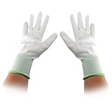 uxcell 作業手袋 グリーン ホワイト　PU　ナイロン　作業用安全用品 　工場用　安全　1ペア