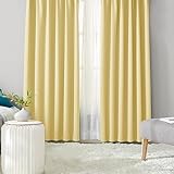 Hansleep カーテン 1級遮光 4枚組 イェロー 黄色 幅100cm丈135cm UVカット 断熱 防寒 防音 省エネ 厚手 無地 お