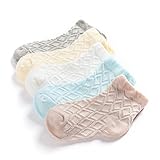 幼児子供コットンアンクルメッシュソックス菱形デザインソックス5ペア0-1 歳