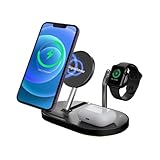 Gigastone 3 in 1 マグネット式ワイヤレス充電器 最大15W急速充電 Magsafe対応 iPhone 13/12 Androidスマホ AirPods Bluetoothイヤホン AppleWatch アップルウォッチ ワイヤレス充電対応 ブラック