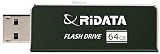 スライド式 USB 2.0 64GB RI-OD17U064 BK アルミボディブラック USBメモリー インデックスシール付 RiDATA (64, GB)