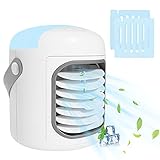 【2021最新版】冷風機 、STYLEAGAL 冷風扇 扇風機 小型冷風扇 強力卓上冷風機 製氷皿付き 「3in1機能搭載」送風 加湿 冷却