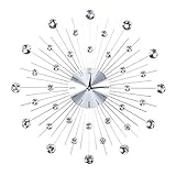 壁掛け時計、キラキラ光るメタリックシルバーの壁掛け時計、リビングルームオフィス用(#01)