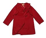 Pコート 英国テイスト フォーマル 子ども服 ジャケット フリル襟 Aライン 女の子 優雅 気品(JPBt)レッド 110cm 4歳