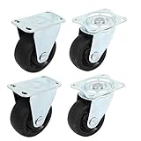 uxcell 剛体キャスターホイール　スイベルキャスターホイール　ゴム・ホイール・単一　2剛体　2スイベル　4 in 1