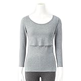 あったかインナー・産後用おしりすっぽり授乳口付クルーネック八分袖 杢グレー サイズ：ＬＬ