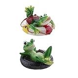 F Fityle 蓮の葉　水浮き　カエル置物　2個セット　生き生き　庭 池の装飾　フローティング　　