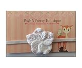 2 Elegant five Petal Velveteen Flower Applique baby PoshNPretty headband - White by PoshNPretty