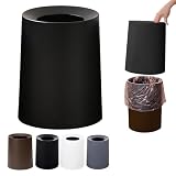ゴミ箱 おしゃれ ゴミ袋が見えない 丸型 ビニール袋隠す 8L/12L シンプル リビング キッチン 洗面所 オフィス ごみ箱 ごみばこ フタなし ルクレール 2重構造 フタなしゴミ箱 (ブラック, 8L)
