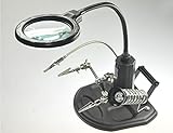 安住商事 はんだごてスタンドルーペ 16LEDデスクトップルーペ 精密作業に最適 アーム型クリップ式 倍率は2.5倍　14倍の2in1