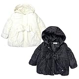 (ブラック/90cm)ベビー服 女の子 アウター フルジップ コート mia mail ミアメール 中綿 ポリエステルタフタ リボン装飾 シャーリング 女児 ベビー