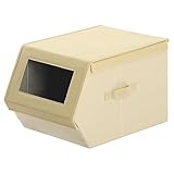 積み重ね可能 布製 BOX 衣類収納 おもちゃ入れ 折りたたみ ケース 箱 〔窓あり〕 幅30cm ベージュ