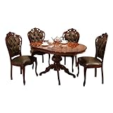 ヴェローナ クラシック ダイニング5点セット (テーブル幅135cm+革張りチェア4脚) [■] 組立設置付き