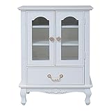 JKプラン 姫系家具 キャッツプリンセス かわいいガラスキャビネット引き出し付き ホワイト SGT-0110-WH