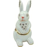 Objet D'Art Release #331 "Hopper!" The White Easter Rabbit Handmade Jeweled Enameled Metal Trinket B