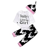 Ochine 新生児　長袖　ロンパース+パンツ＋帽子　3点セット　カバーオール　コットンブレンド　かわいいトナカイ柄　「Daddy’s Little Girl」　子供服　出産祝い　0-18月設定