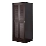 ルーバー引き戸 クローゼット 棚タイプ 衣類収納 ハンガーラック 収納 /ダークブラウン